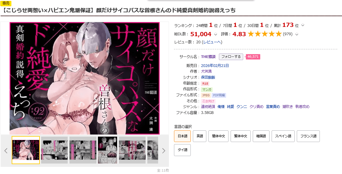 【こじらせ両想い×ハピエン鬼潮保証】顔だけサイコパスな曽根さんのド純愛真剣婚約説得えっちDLsite